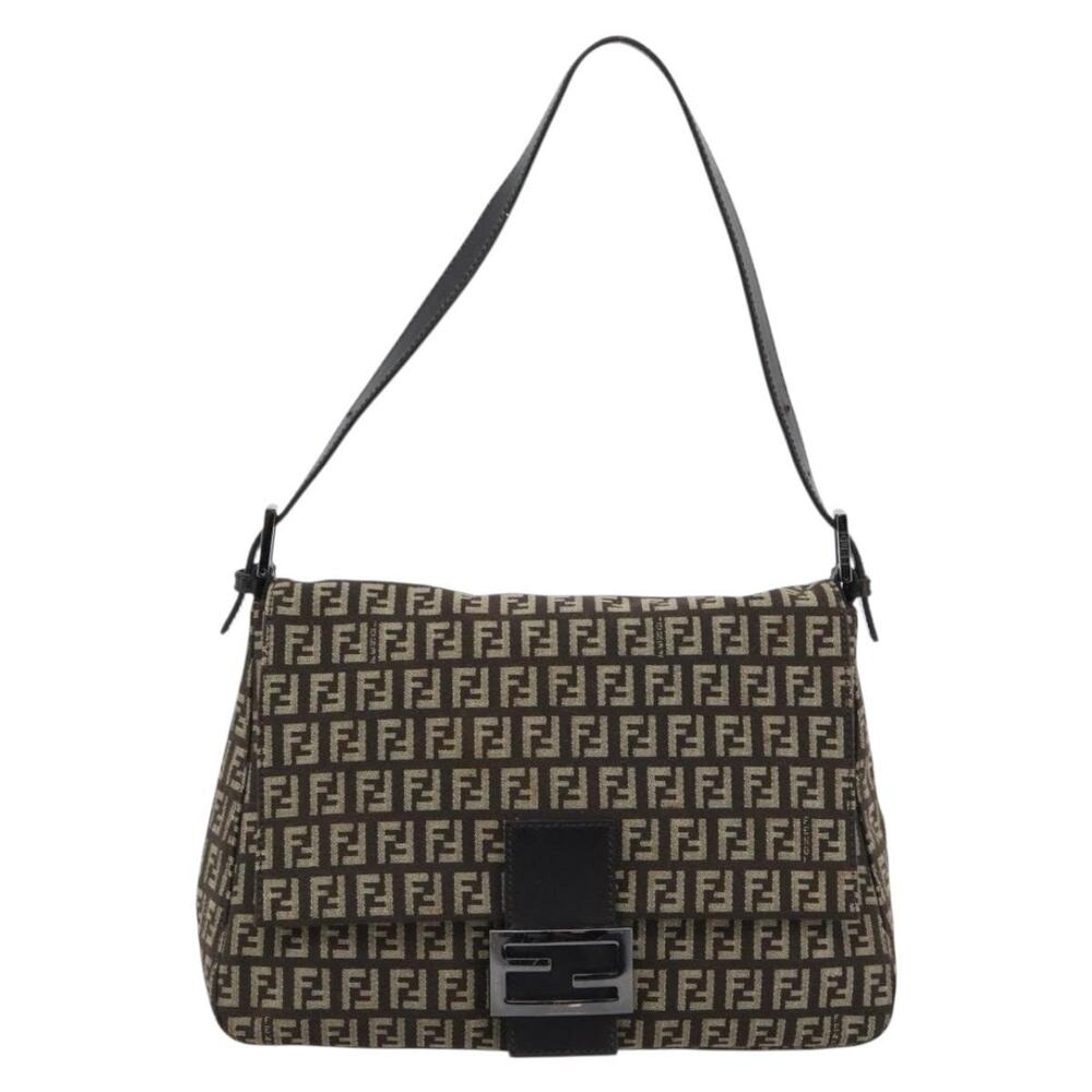 Fendi Zucchino Mamma Baguette Shoulder Bag Beige